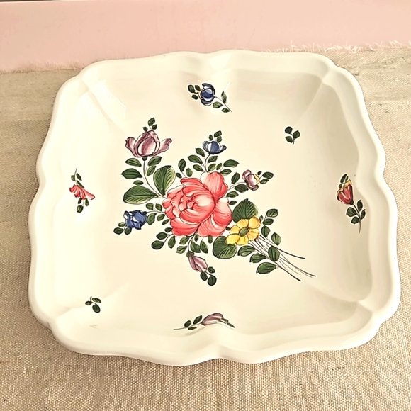 Vtg Square Plate Tray Majolica Ceramic Pagani decorated by Vecchia Lodi Italy